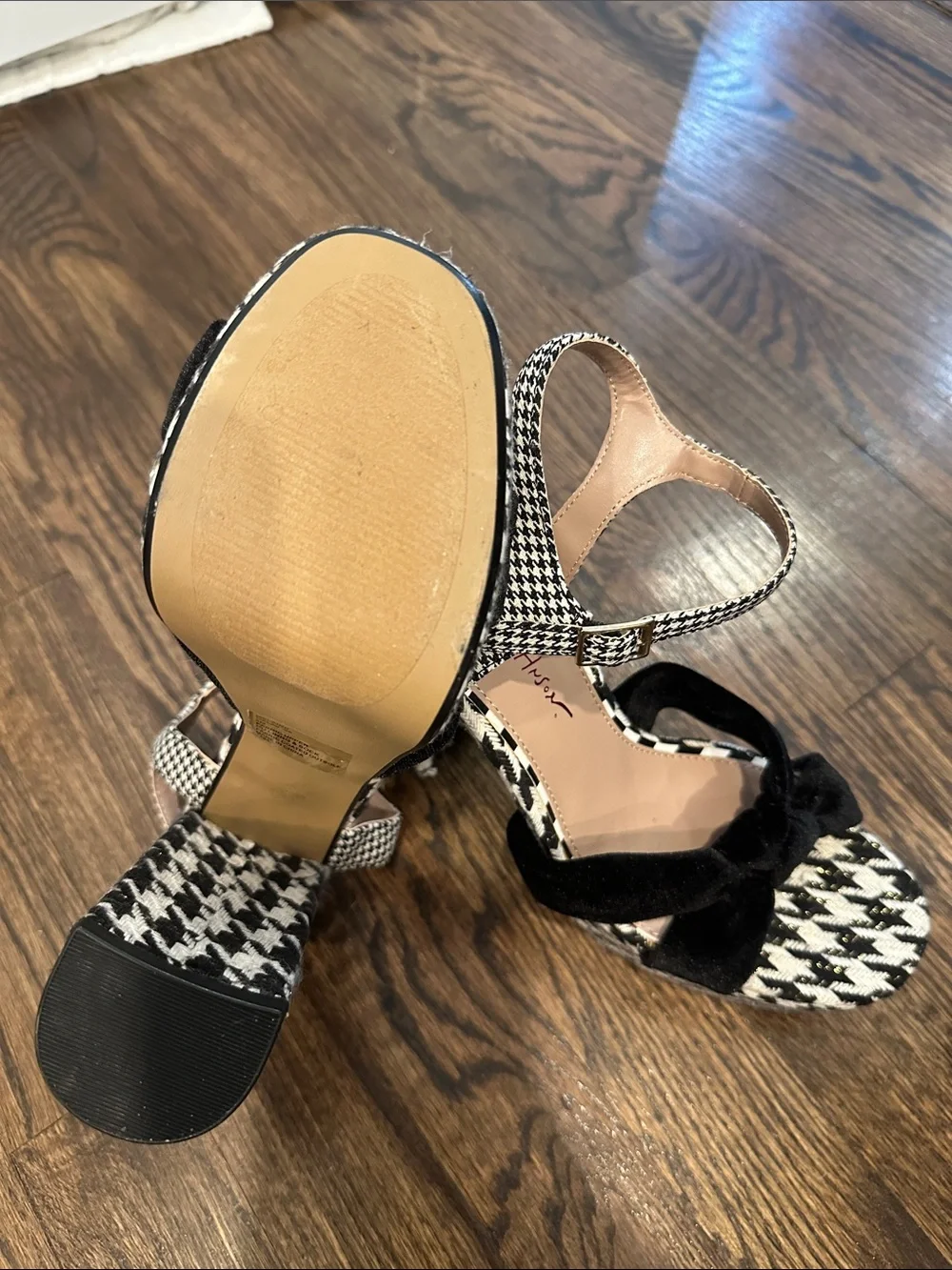 Betsey Johnson Black & White Houndstooth Platform Sandals
